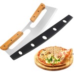 Pizza Cutter Rocker with Wooden Handles & Protective Cover by Zocy, 14