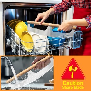 Pizza Cutter Rocker with Wooden Handles & Protective Cover by Zocy, 16