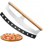 Pizza Cutter Rocker with Wooden Handles & Protective Cover by Zocy, 16