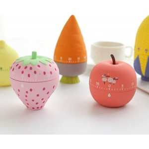 Cute Fruit Kitchen Timer - Kitchen Craft Mechanical Wind Up 60 Minutes 360 Degree Rotating Cooking Timer (Apple)
