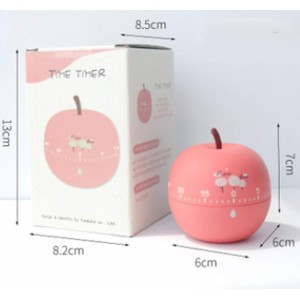 Cute Fruit Kitchen Timer - Kitchen Craft Mechanical Wind Up 60 Minutes 360 Degree Rotating Cooking Timer (Apple)