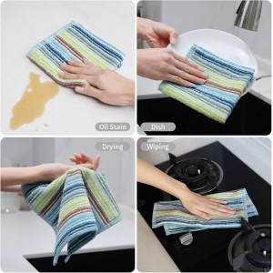 Oeleky Kitchen Dishcloths for Washing Dishes, Ultra Absorbent Dish Rags, Cotton Cleaning Cloths Pack of 8, 12x12 Inches (mix-1, 12x12 inch)