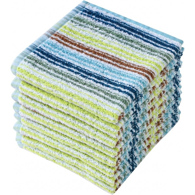 Oeleky Kitchen Dishcloths for Washing Dishes, Ultra Absorbent Dish Rags, Cotton Cleaning Cloths Pack of 8, 12x12 Inches (mix-1, 12x12 inch)