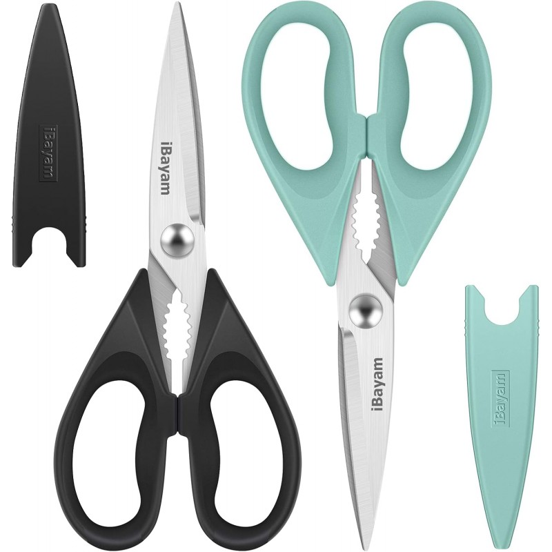 iBayam All Purpose Kitchen Shears Heavy Duty - Stainless Steel Kitchen Shears With Protective Sheath, Soft Grip Handle, Food & Meat Scissors, Home, Kitchen, Dining Utility Gadgets/Essentials/Utensils