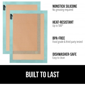 GORILLA GRIP Food Grade Reusable Nonstick Silicone Baking Mat, 16.5x11.87, Half Sheet 2PK, Oven Safe Cookie Sheet Liners, Up to 500 Degrees, No Mess Easy Clean Pastry Mats, Kitchen Essentials, Mint