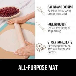 GORILLA GRIP Food Grade Reusable Nonstick Silicone Baking Mat, 16.5x11.87, Half Sheet 2PK, Oven Safe Cookie Sheet Liners, Up to 500 Degrees, No Mess Easy Clean Pastry Mats, Kitchen Essentials, Mint