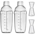 4 pcs Clear Cocktail Shaker Set 2 pcs Plastic bar Shaker with 2 pcs Plastic Cocktail Double Measuring Jigger