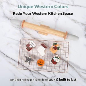 Geesta Adjustable Wood Rolling Pin with 5 Thickness Rings, Precise Dough Roller Handle Press Design with Measurement Guide for Fondant, Pizza, Pie Crust, Cookie, Pastry Baking Decorating Accessories