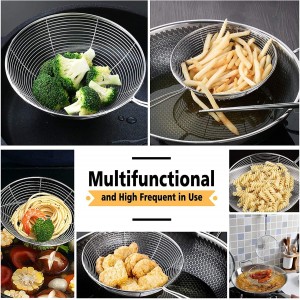 Versatile Stainless Steel Spider Strainer/Skimmer/Ladle for Cooking and Frying, Chirano Kitchen Gadgets Wire Strainer Pasta Strainer Spoon (6 Inch)