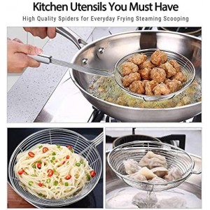 Versatile Stainless Steel Spider Strainer/Skimmer/Ladle for Cooking and Frying, Chirano Kitchen Gadgets Wire Strainer Pasta Strainer Spoon (6 Inch)