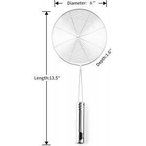 Versatile Stainless Steel Spider Strainer/Skimmer/Ladle for Cooking and Frying, Chirano Kitchen Gadgets Wire Strainer Pasta Strainer Spoon (6 Inch)