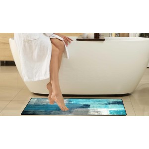Kitchen Mats for Floor,TOMWISH Turquoise Kitchen Rug Grey Abstract Area Rug Art Painting 17