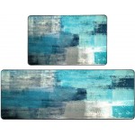 Kitchen Mats for Floor,TOMWISH Turquoise Kitchen Rug Grey Abstract Area Rug Art Painting 17