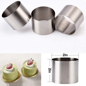 5Pcs Round Cake Rings Mold, 2-Inch Mini Cake & Pastry Ring, Stainless Steel Mousse Dessert Rings Set Cake Cookie Biscuit Cutter Muffin Baking Molds