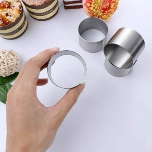 5Pcs Round Cake Rings Mold, 2-Inch Mini Cake & Pastry Ring, Stainless Steel Mousse Dessert Rings Set Cake Cookie Biscuit Cutter Muffin Baking Molds