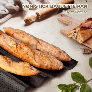 KITESSENSU Nonstick Baguette Pans for French Bread Baking, Perforated 2 Loaves Baguettes Bakery Tray, 15