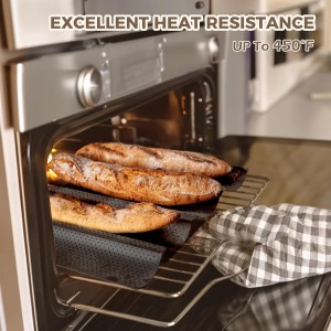 KITESSENSU Nonstick Baguette Pans for French Bread Baking, Perforated 2 Loaves Baguettes Bakery Tray, 15