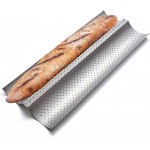 KITESSENSU Nonstick Baguette Pans for French Bread Baking, Perforated 2 Loaves Baguettes Bakery Tray, 15