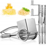Honoson Rotary Cheese Grater Stainless Steel Handheld Rotary Parmesan Grater Cheese Cutter Slicer Shredder with 4 Stainless Drum for Grating Hard Chocolate Nuts Kitchen Tool