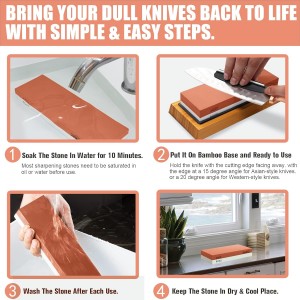 Knife Sharpening Stone Set, Professional Whetstone 4 Side Grit 400/1000 3000/8000, Whetstone Knife Sharpener Stone Set Include Non-slip Base, Leather Strop, Flattening Stone & Angle Guide