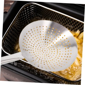 Cabilock Thickened Stainless Steel Frying Skimmer Strainer Large 20 Inch Round Oil Filter Ladle for Cooking and Pasta Frying Heavy-Duty Kitchen Strainer with Handle