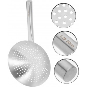 Cabilock Thickened Stainless Steel Frying Skimmer Strainer Large 20 Inch Round Oil Filter Ladle for Cooking and Pasta Frying Heavy-Duty Kitchen Strainer with Handle