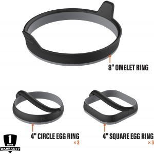 Blackstone Egg & Omelet Ring Kit (7 Piece Set) – Non Stick Silicone Egg & Omelette Cooker Mold for Pancake, Patties & English Muffin – Round Egg Cooking Shaper–Griddle Accessories for Breakfast - 5515