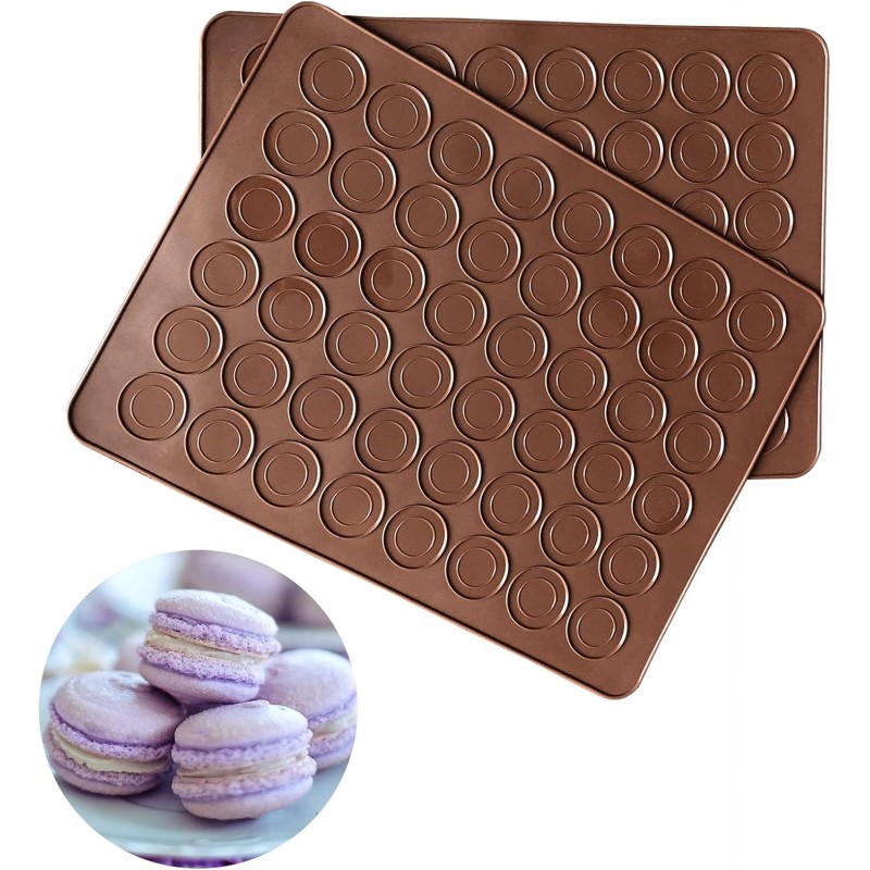 Silicone Macaron Baking Mats, 2 Non-Stick Silicone Baking Mats, Food Safe Baking Mat, Great For Macaron, Cookies, Bread, Pastry, Dessert (2Pcs 48Capavity)