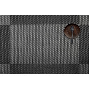 AHHFSMEI Placemats for Dining Table Set of 6 Woven Vinyl Plastic Place Mats Non-Slip Heat Insulation Stain Resistant Table Mats Washable Easy Clean Placemats (Black Corner)