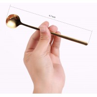 4 PCS 6.7 Inches Coffee/ Tea Spoons Long Handle, Gold, Ice Tea, Espresso Stainless Steel Long Spoons for Stirring