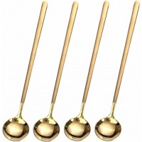 4 PCS 6.7 Inches Coffee/ Tea Spoons Long Handle, Gold, Ice Tea, Espresso Stainless Steel Long Spoons for Stirring