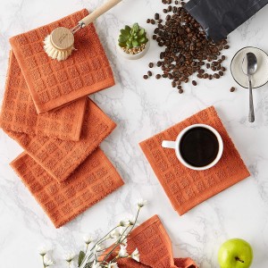 DII Basic Terry Collection Solid Windowpane Dishcloth Set, 12x12, Spice, 6 Piece