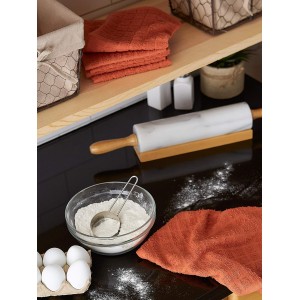 DII Basic Terry Collection Solid Windowpane Dishcloth Set, 12x12, Spice, 6 Piece