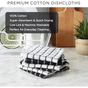 DII Basic Terry Collection Solid Windowpane Dishcloth Set, 12x12, Spice, 6 Piece
