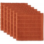 DII Basic Terry Collection Solid Windowpane Dishcloth Set, 12x12, Spice, 6 Piece