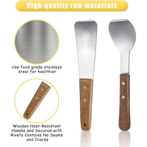 Patelai 2 Pcs Ice Cream Scoop Stainless Steel Ice Cream Shovel with Wooden Handle Dessert Spade Butter Cutter Flat Metal Spade for Dining Kitchen Utensil Home Commercial