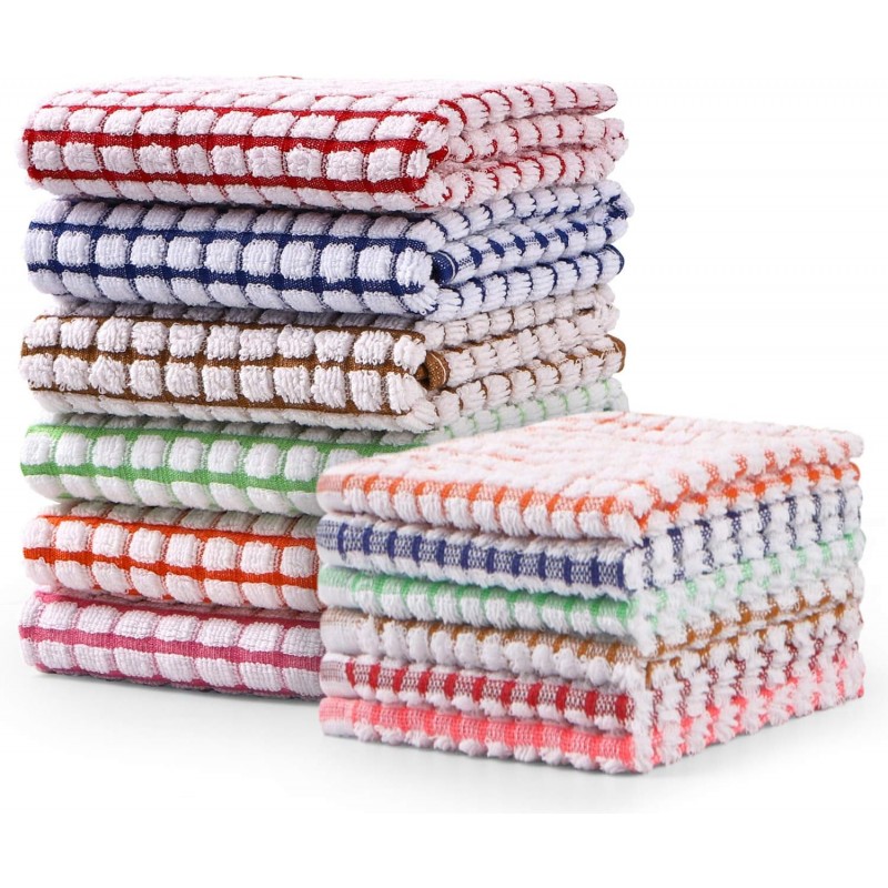 Kitchen Towels and Dishcloths Set, 16 x 25 12 12, Set of Bulk Cotton Dish for Washing Dishes Rags Everyday Cooking Baking