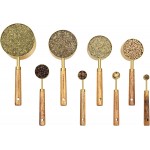 Measuring Cups and Spoons Set of 8, Golden Stainless Steel Measuring Cup with Wooden Handle, Kitchen/Food/Liquid/Baking (gold)