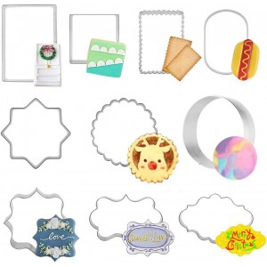 10 PCS Plaque Frame Cookie Cutters Set Fondant Tiles Biscuit Cutter Molds for Cookie Fruit Shapes