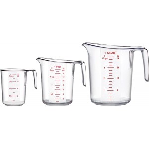 Amazing Abby - Melissa - Plastic Measuring Cups (3-Piece Set), Food-Grade Measuring Jugs, 1/2/4-Cup Capacity, Unbreakable, Stackable, Dishwasher-Safe, Great for Oil, Vinegar, Flour, and More