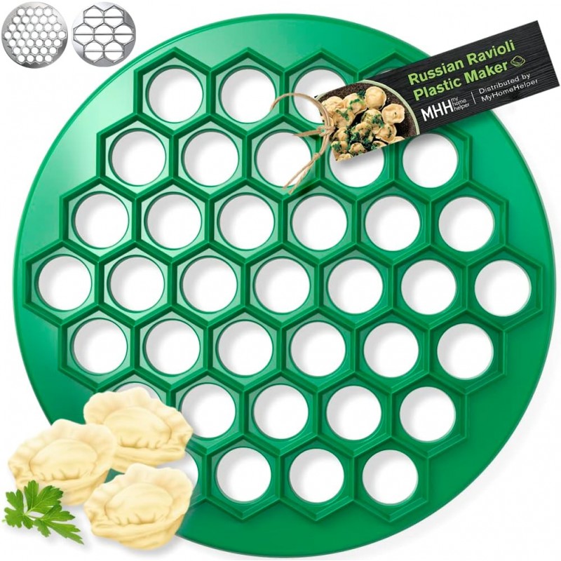 Dumpling Maker - Plastic Pelmeni Maker - Russian Ukrainian Dumpling Mold Machine Press Ravioli Mould Cutter - Delicious Dumplings Siberian Meat Pelmeni Kitchen Supplies