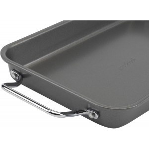 GoodCook Everyday Broiler Baking Pan with Built-in Handles Nonstick Warp-Resistant Heavy-Gauge Steel Construction Even-Heating Oblong Pan with Drip Rack, 7x11-Inch, Gray