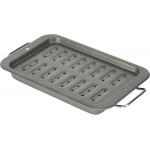GoodCook Everyday Broiler Baking Pan with Built-in Handles Nonstick Warp-Resistant Heavy-Gauge Steel Construction Even-Heating Oblong Pan with Drip Rack, 7x11-Inch, Gray