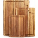 Wood Cutting Board Set with Juice Groove (3 Pieces), Organic Wooden Cutting Boards for kitchen, Butcher Block Cutting Board for Meat, Vegetable, Wooden Chopping Board 15x10, 12x8, 9x6 inch