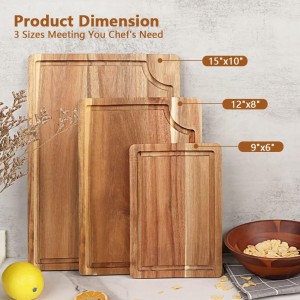 Wood Cutting Board Set with Juice Groove (3 Pieces), Organic Wooden Cutting Boards for kitchen, Butcher Block Cutting Board for Meat, Vegetable, Wooden Chopping Board 15x10, 12x8, 9x6 inch