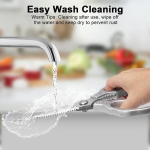 CGBE Kitchen Scissors, Multi-Purpose Kitchen Shears, Heavy Duty Dishwasher Safe Food Scissors for Chicken, Poultry, Fish, Meat & Herbs with Non-Slip Grips - Sliver