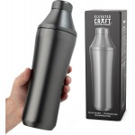 Elevated Craft Hybrid Cocktail Shaker - Premium Vacuum Insulated Stainless Steel Gunmetal Cocktail Shaker - Innovative Measuring System - Martini Shaker for the Home Bartender - 28oz Total Volume