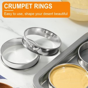4inch English Muffin Rings, 6pcs Double Rolled Stainless Steel Crumpet Tart Rings for Baking