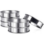 4inch English Muffin Rings, 6pcs Double Rolled Stainless Steel Crumpet Tart Rings for Baking