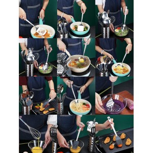 Stainless Steel Cooking Utensils Set,Kyraton 37 Pieces Kitchen Utensils Set, Kitchen Tool Gadgets Set with Utensil Holder Non-Stick and Heat Resistant Dishwasher Safe